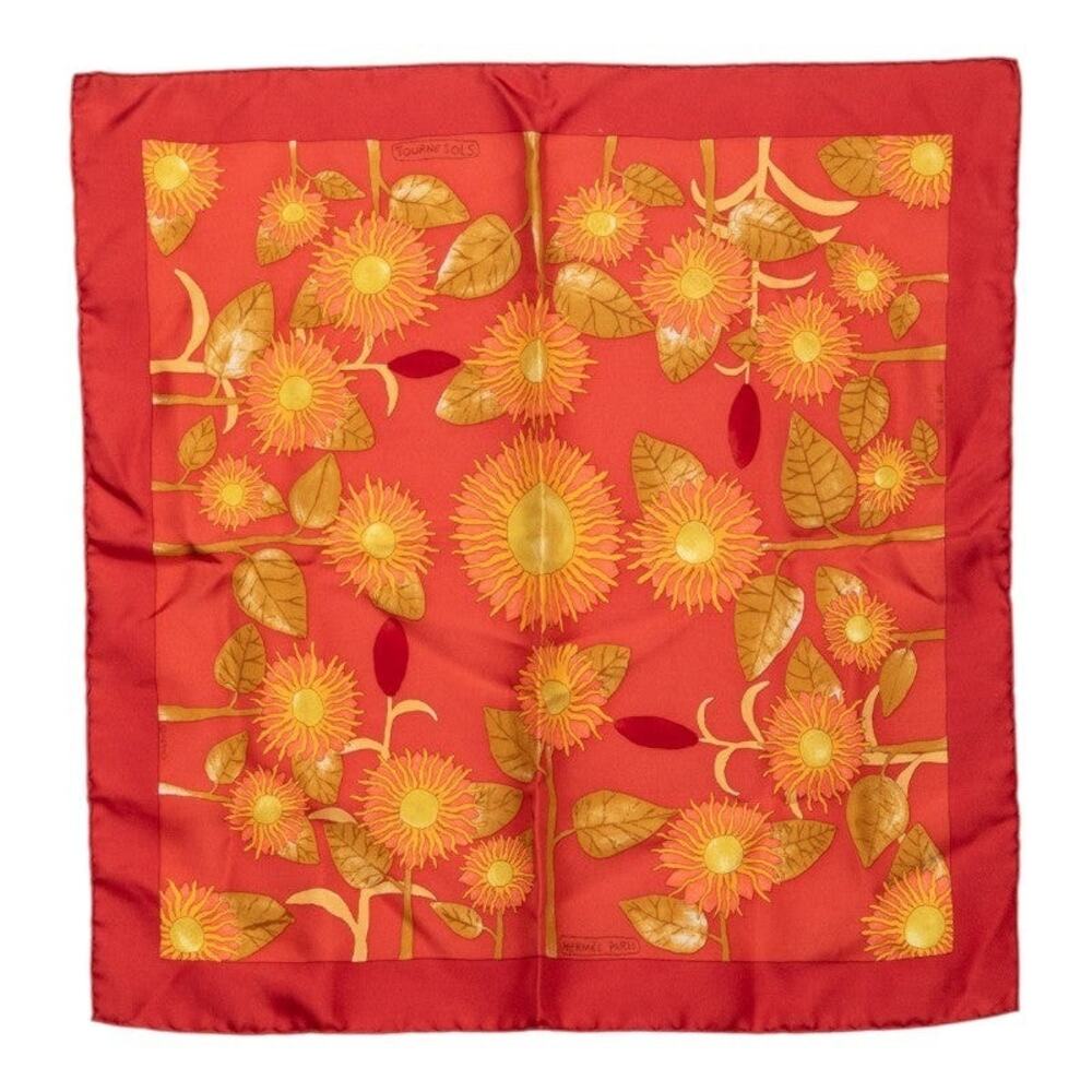 Hermes Carre 40 Tourne Sols Sunflower Scarf Orange